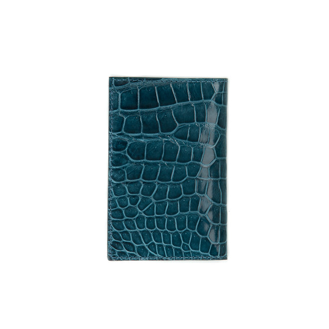 Bifold cardholder ocean blue - high quality alligator - Handmade