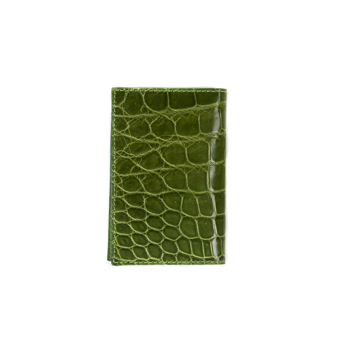 Bifold cardholder verde pistacchio  - high quality alligator - Handmade