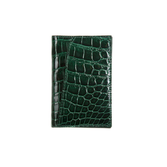 Bifold  cardholder forest green - high quality alligator - Handmade