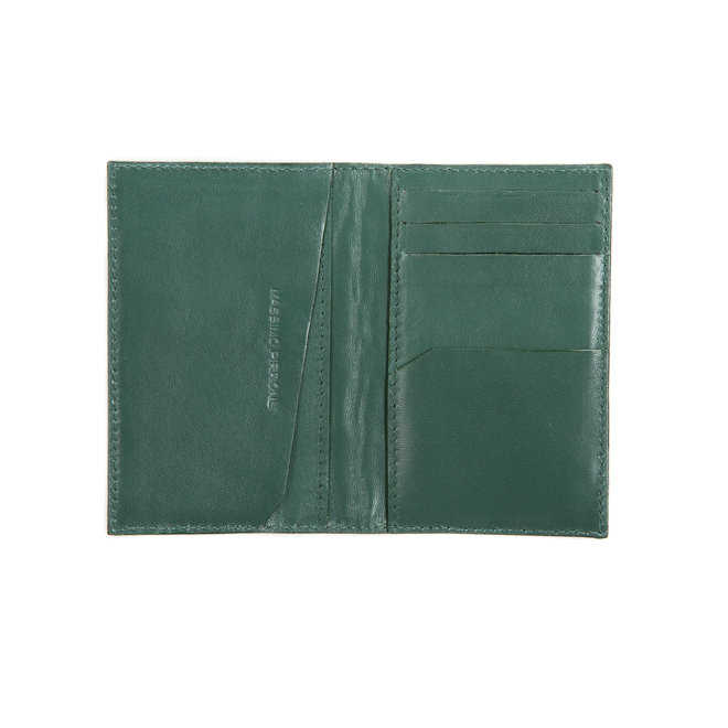 Bifold cardholder forest green - high quality alligator - Handmade