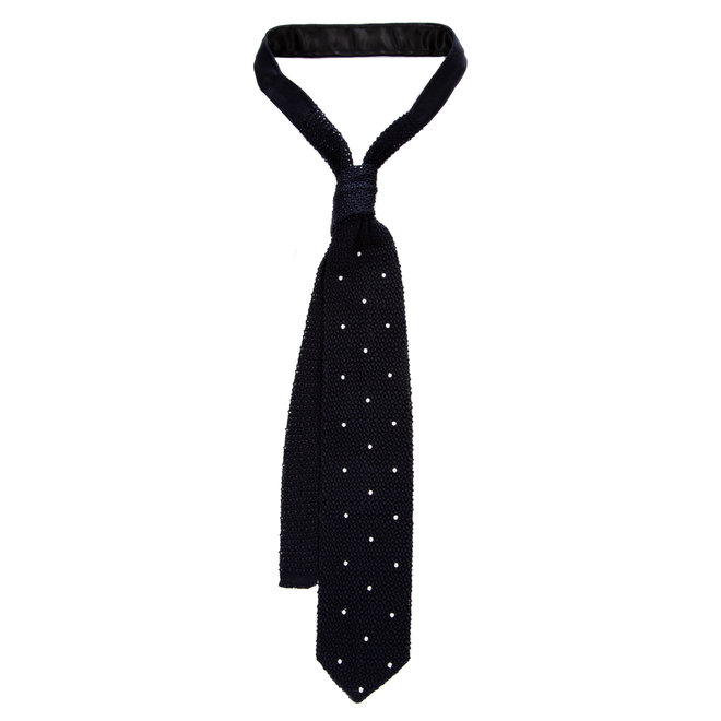 3 FOLD TIE POLKA DOT  UNLINED -KNITTED -  HANDMADE IN ITALY