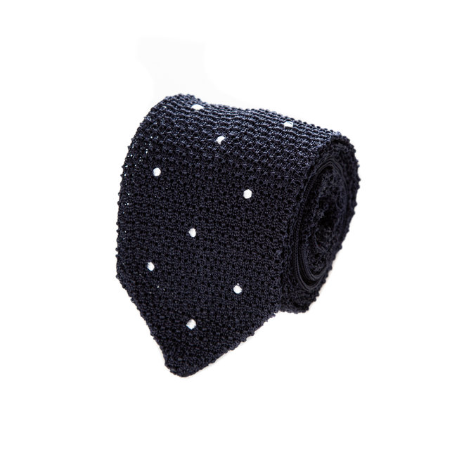 3 FOLD TIE POLKA DOT  UNLINED -KNITTED -  HANDMADE IN ITALY