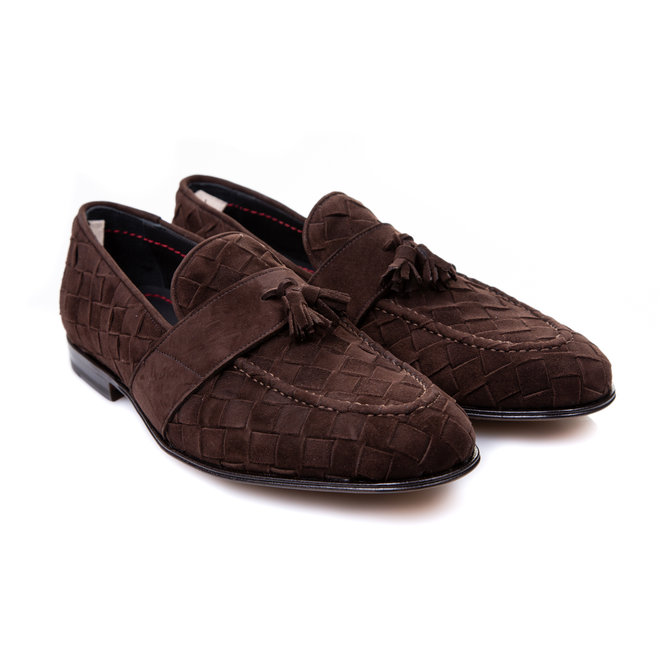 HANDMADE LOAFERS/MOCCASINO INTRECCIO CAMOSCIOHandmade in Italy