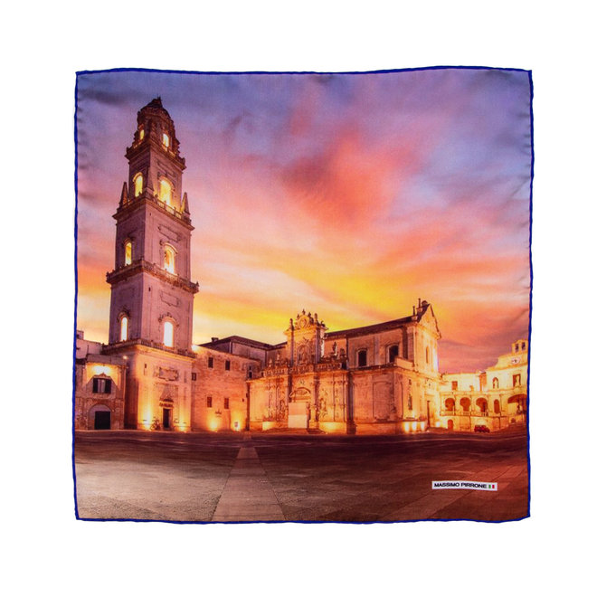 Silk Pocket Square  IL DUOMO di  Lecce  hand rolled & stitched edges