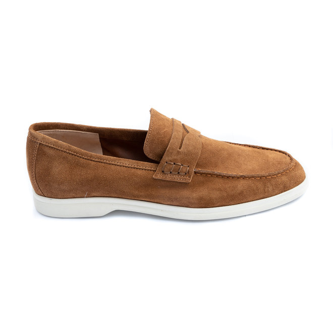 Moccasino unlined  suede tabacco  - made in italy