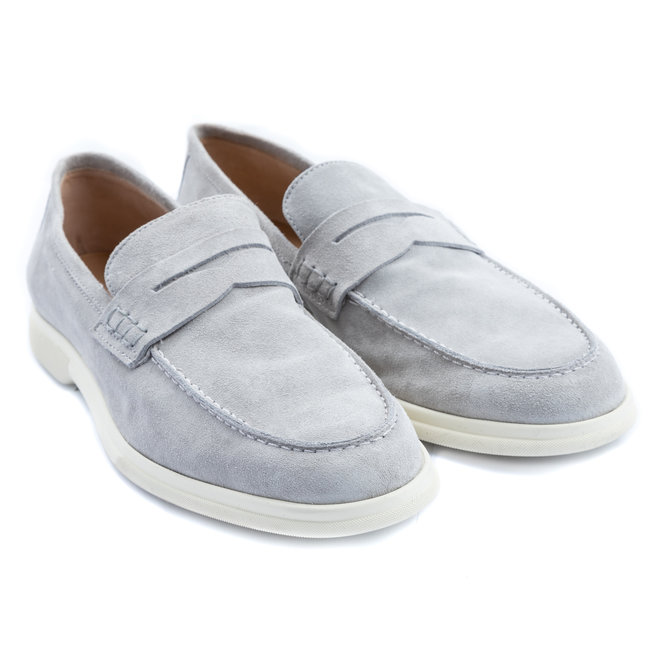 Shoes Moccasino unlined  suede light grey  - made in italy