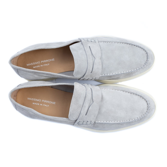 Moccasino unlined  suede light grey  - made in italy