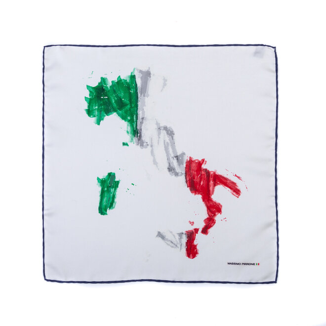 Silk Pocket Square Italia  hand  stitched edges