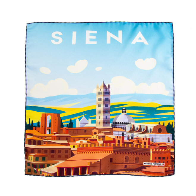 Silk Pocket Square Siena  hand  stitched edges