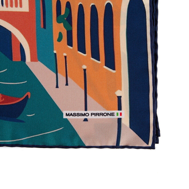 Silk Pocket Square Venezia  hand  stitched edges