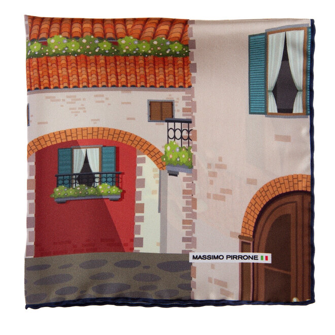 Silk Pocket Square Chianti  hand  stitched edges