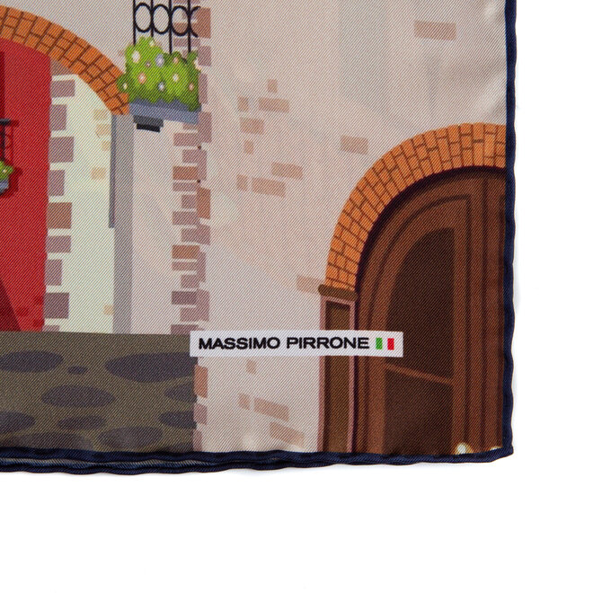 Silk Pocket Square Chianti  hand  stitched edges