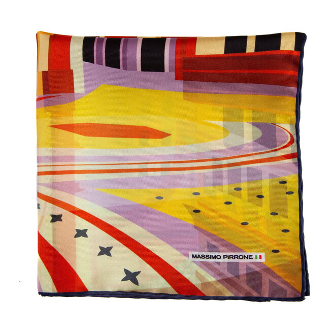 Silk Pocket Square Chianti  hand  stitched edges