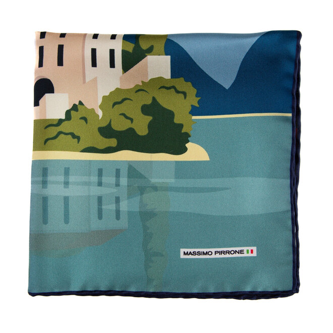 Silk Pocket Square Como  hand  stitched edges