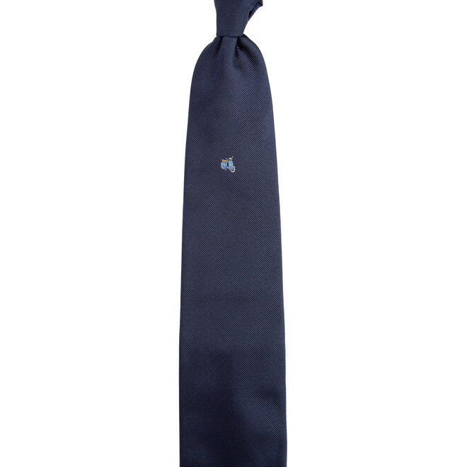 3 FOLD TIE UNLINED  - OLD VESPA PX BLU  -  PURE SILK