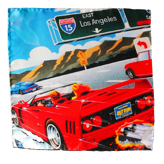 Silk Pocket Square LA F40  hand stitched edges