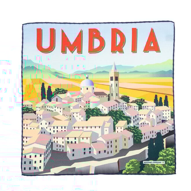 Silk Pocket Square Umbria hand  stitched edges