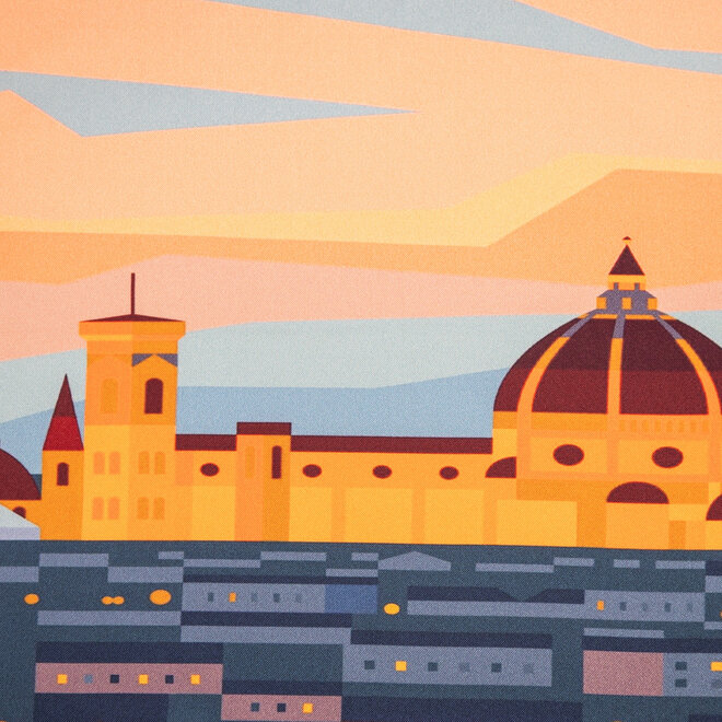 Silk Pocket Square tramonto Firenze  hand  stitched edges