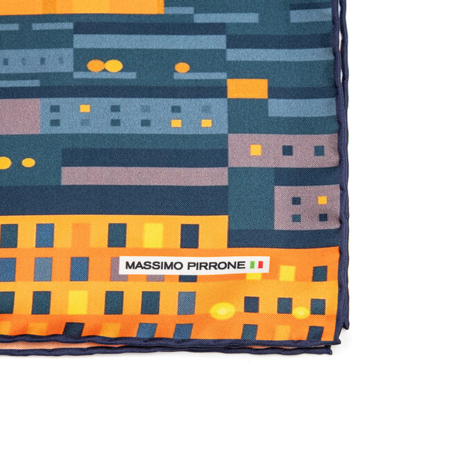 Silk Pocket Square tramonto Firenze  hand  stitched edges
