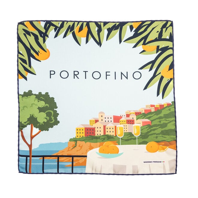 Silk Pocket Square sette giorni a Portofino  hand  stitched edges