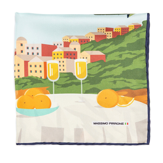Silk Pocket Square sette giorni a Portofino  hand  stitched edges