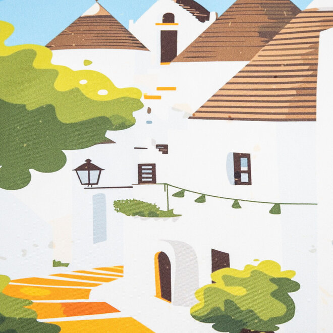 Silk Pocket Square Alberobello  hand  stitched edges