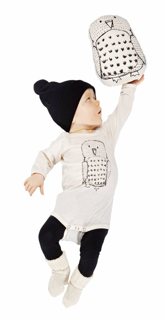 Baby Body Owl aus Biobaumwolle crèmefarben