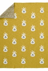 Decke "Ananas Senf" aus Biobaumwolle