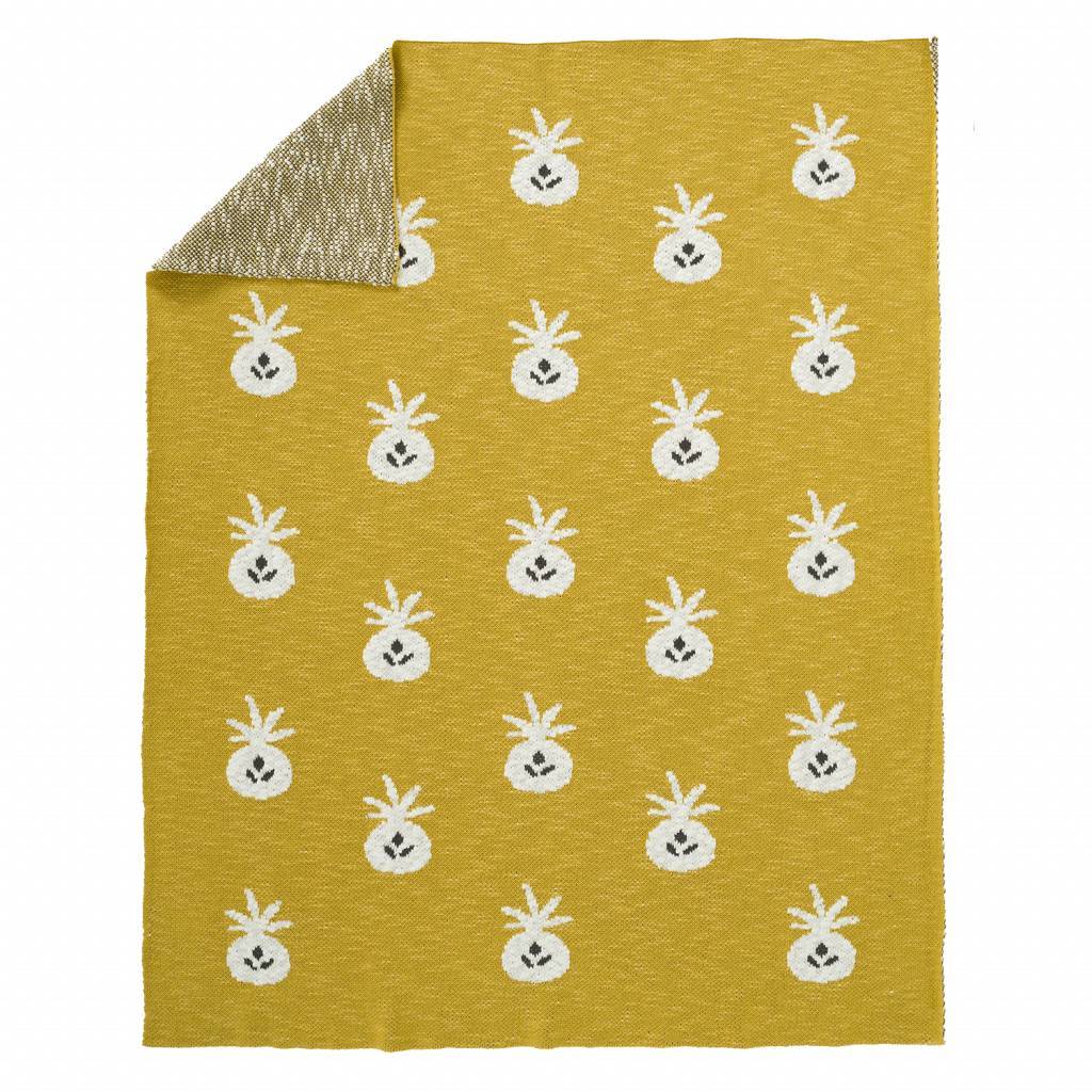 FRESK Blanket "Pineapple mustard" from organic cotton