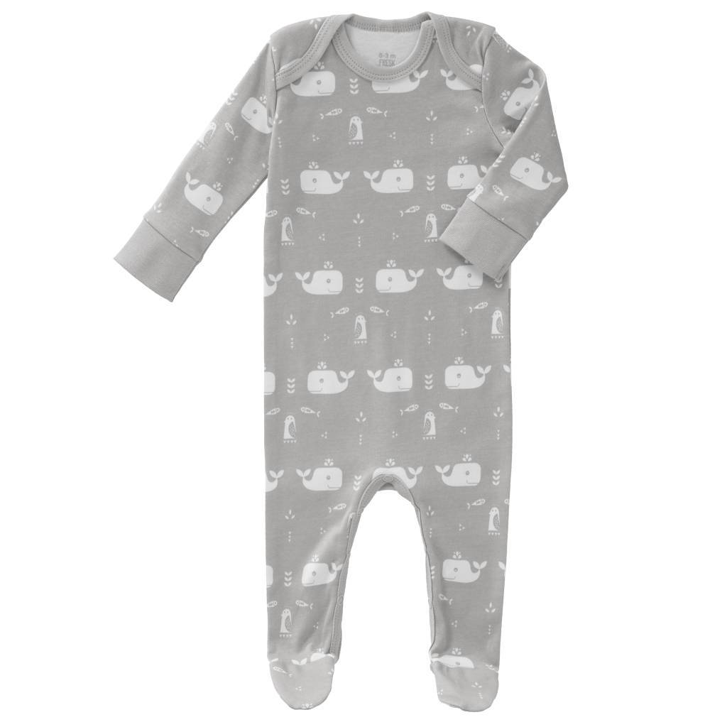 FRESK Baby Pyjama "Whale" in grau aus Biobaumwolle