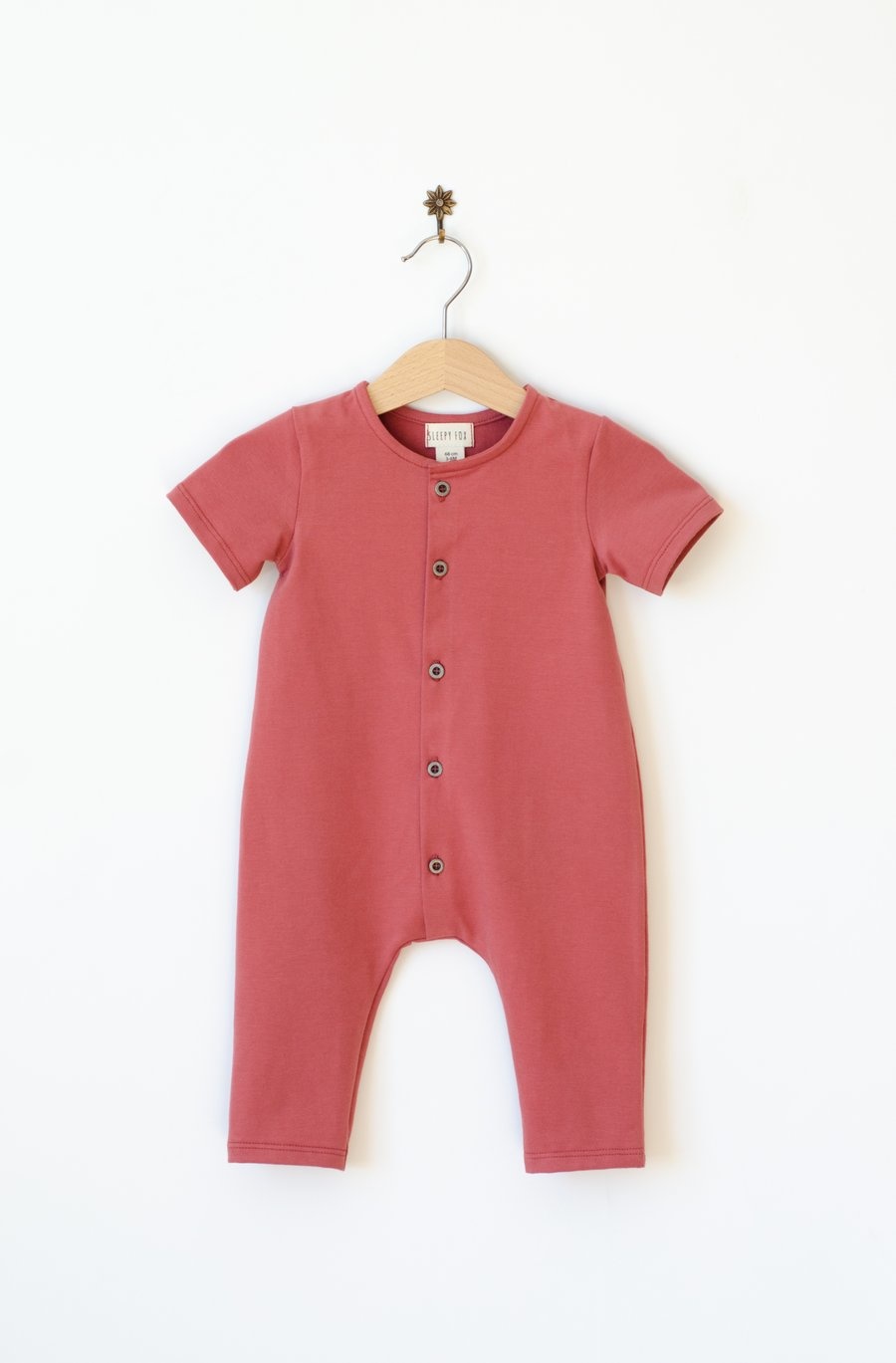 SLEEPY FOX KIDS Baby Summer jumpsuit marsala red with front buttoning