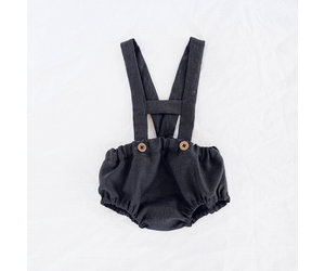 black linen dungarees