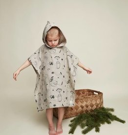 HEMPEA  ONE-SIZE Kids hemp bath poncho "Sleepy forest" 70x65 cm