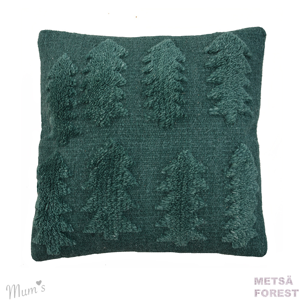 Wool pillow case "Forest" green 45x45 cm