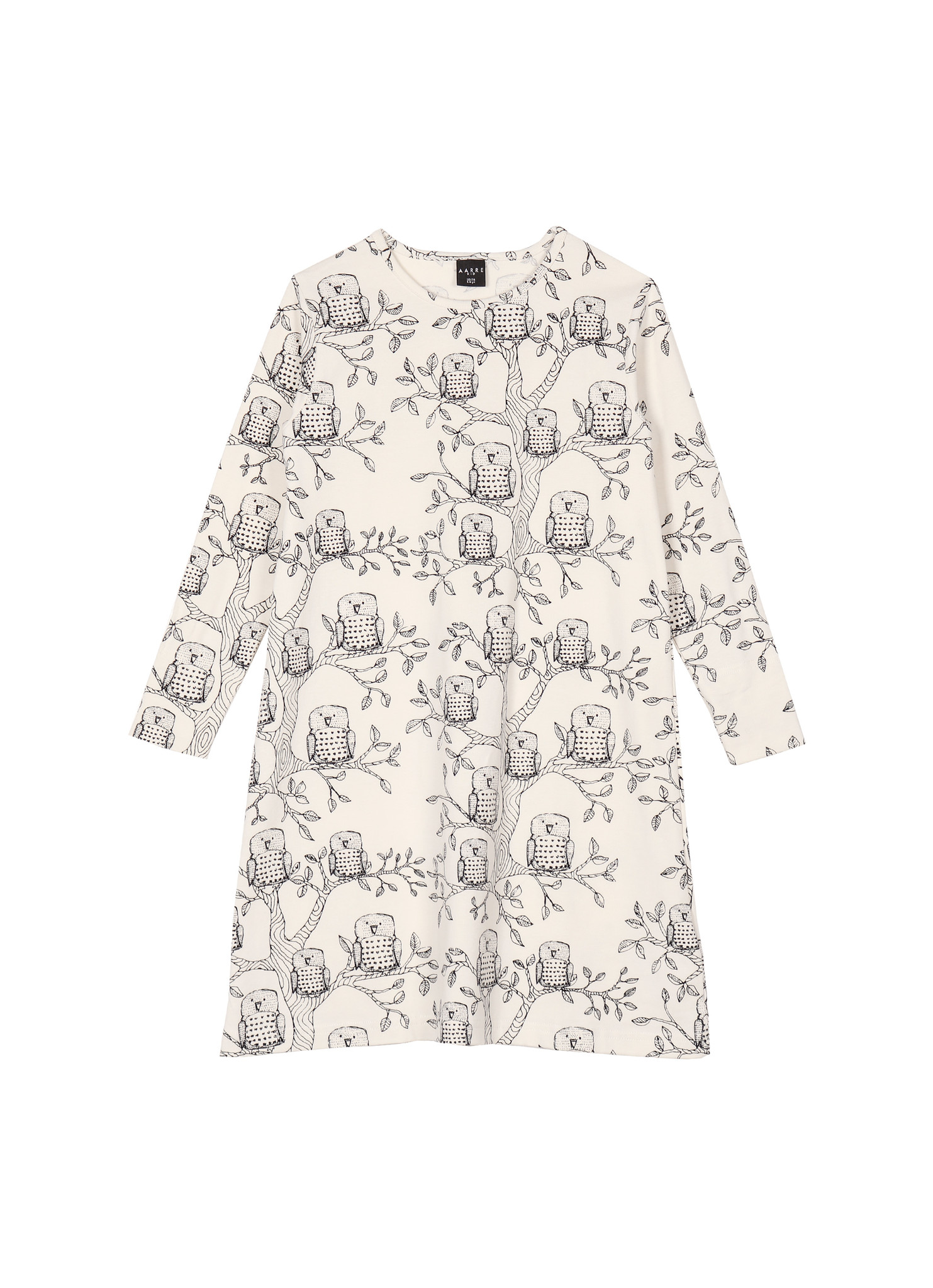 Nightgown "Owl" white/black
