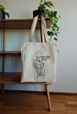 CUP OF THERAPY Tote bag ecru colour "NeverLeaveYourBuddy"