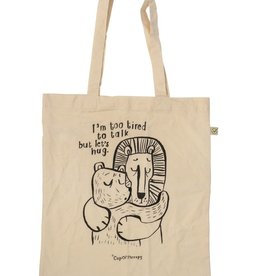 CUP OF THERAPY Tote bag ecru-coloured "I'mTooTired"