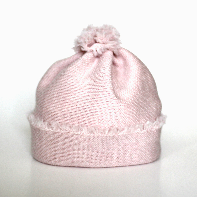 KNITWORKS Bonnet pour bébé rose pâle en laine de mérinos