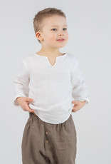 HULMU DESIGN Chemise en lin pour enfants, de couleur blanche