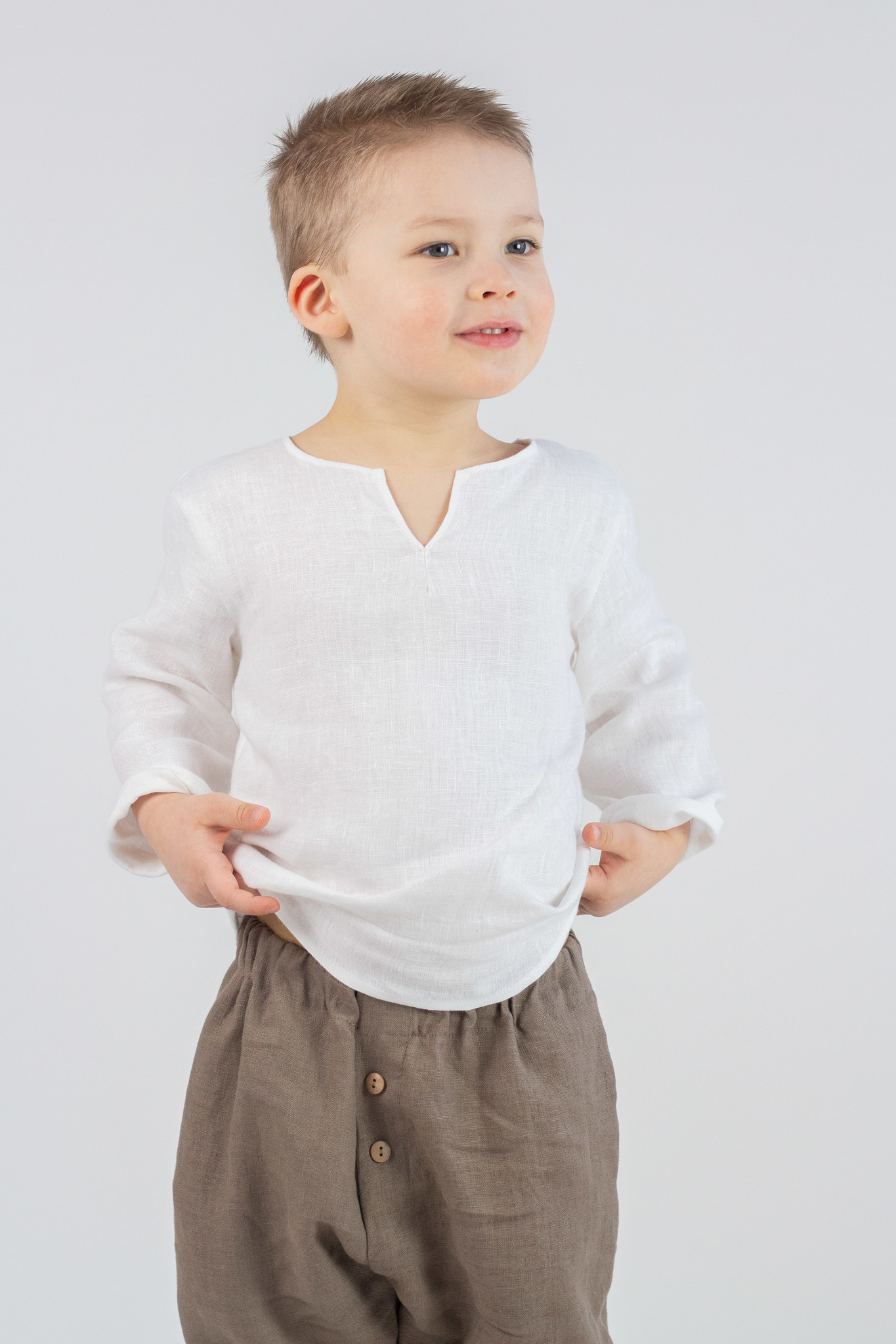 HULMU DESIGN Kids linen shirt white-coloured