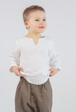 HULMU DESIGN Pantalon en lin pour enfants, couleur kaki