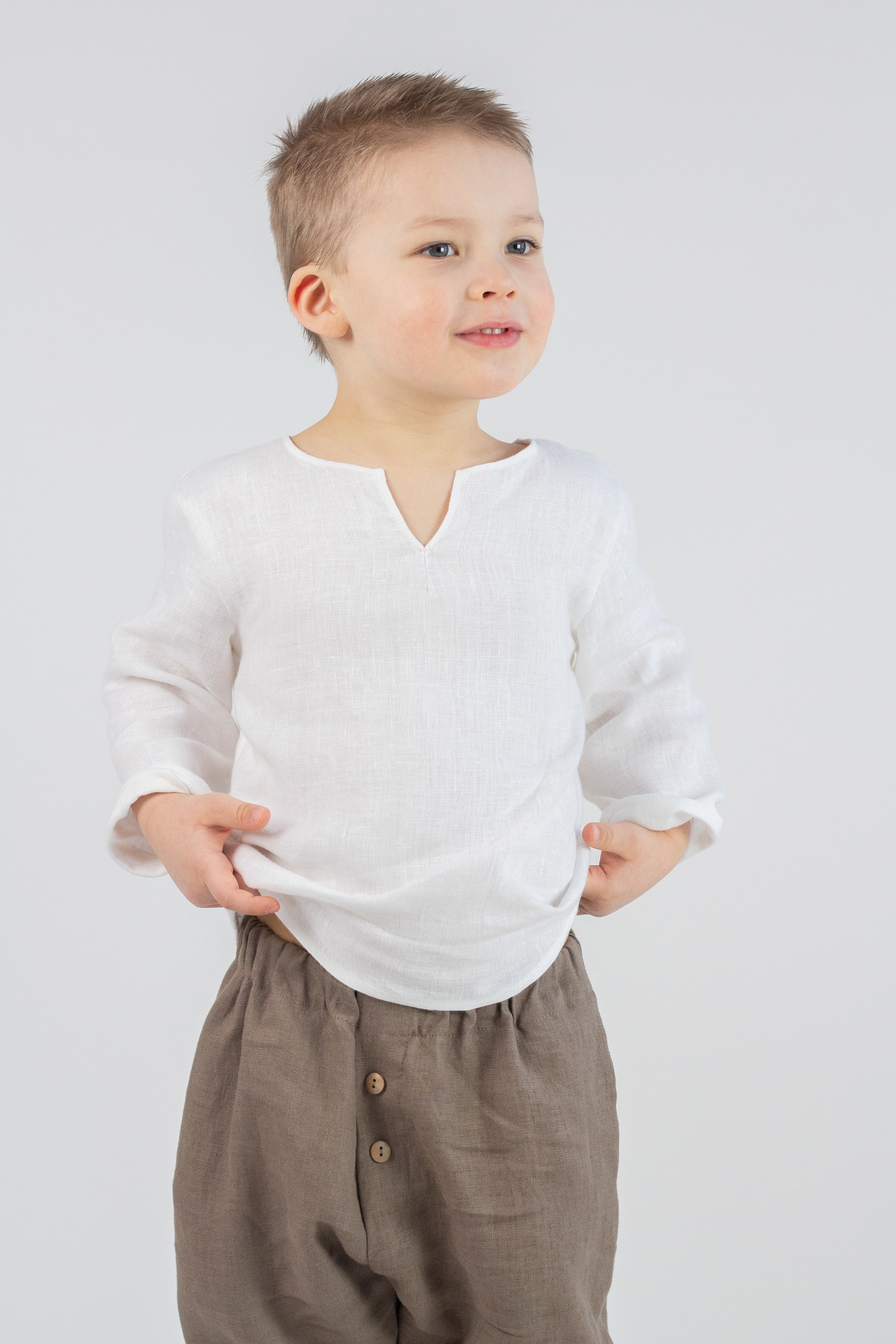Kids Linen Trousers khaki