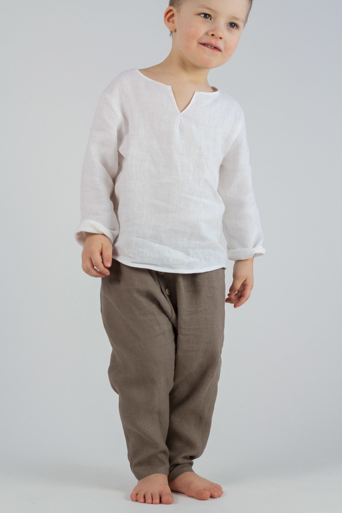 HULMU DESIGN Kinder Leinenhose khakifarben