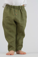 HULMU DESIGN Pantalon en lin pour enfants - vert olive