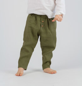 Pantalon en lin pour enfants - vert olive