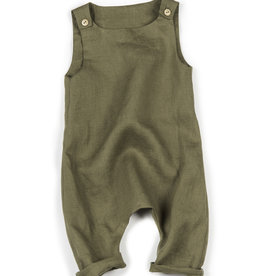 HULMU / Baby Linen Dungarees olive green