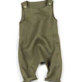 HULMU DESIGN Baby Leinen Latzhose olivgrün