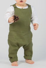 HULMU DESIGN Baby Linen Dungarees olive green