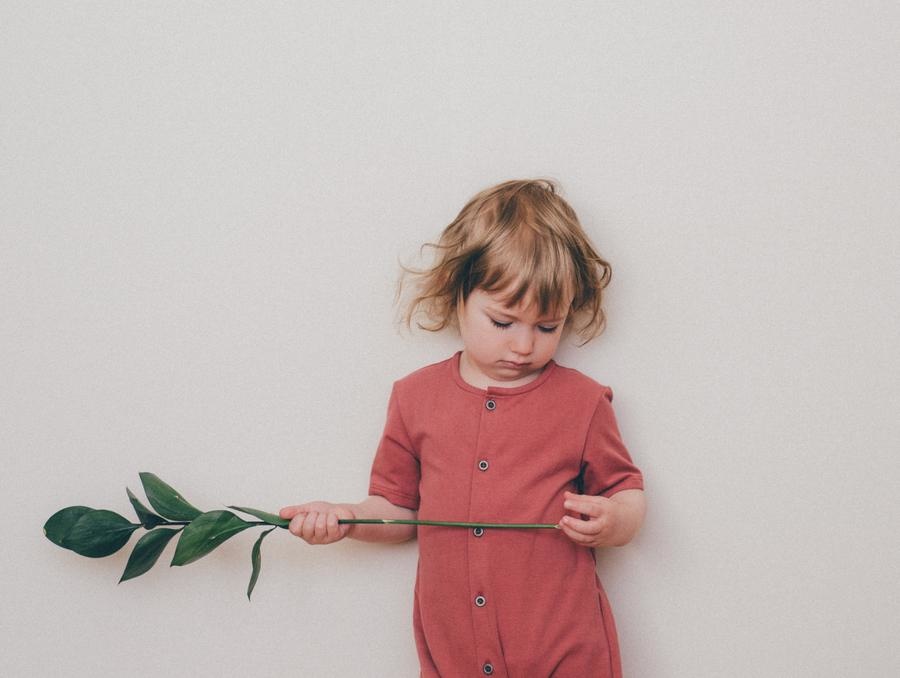 Baby Summer jumpsuit marsala red with front buttoning