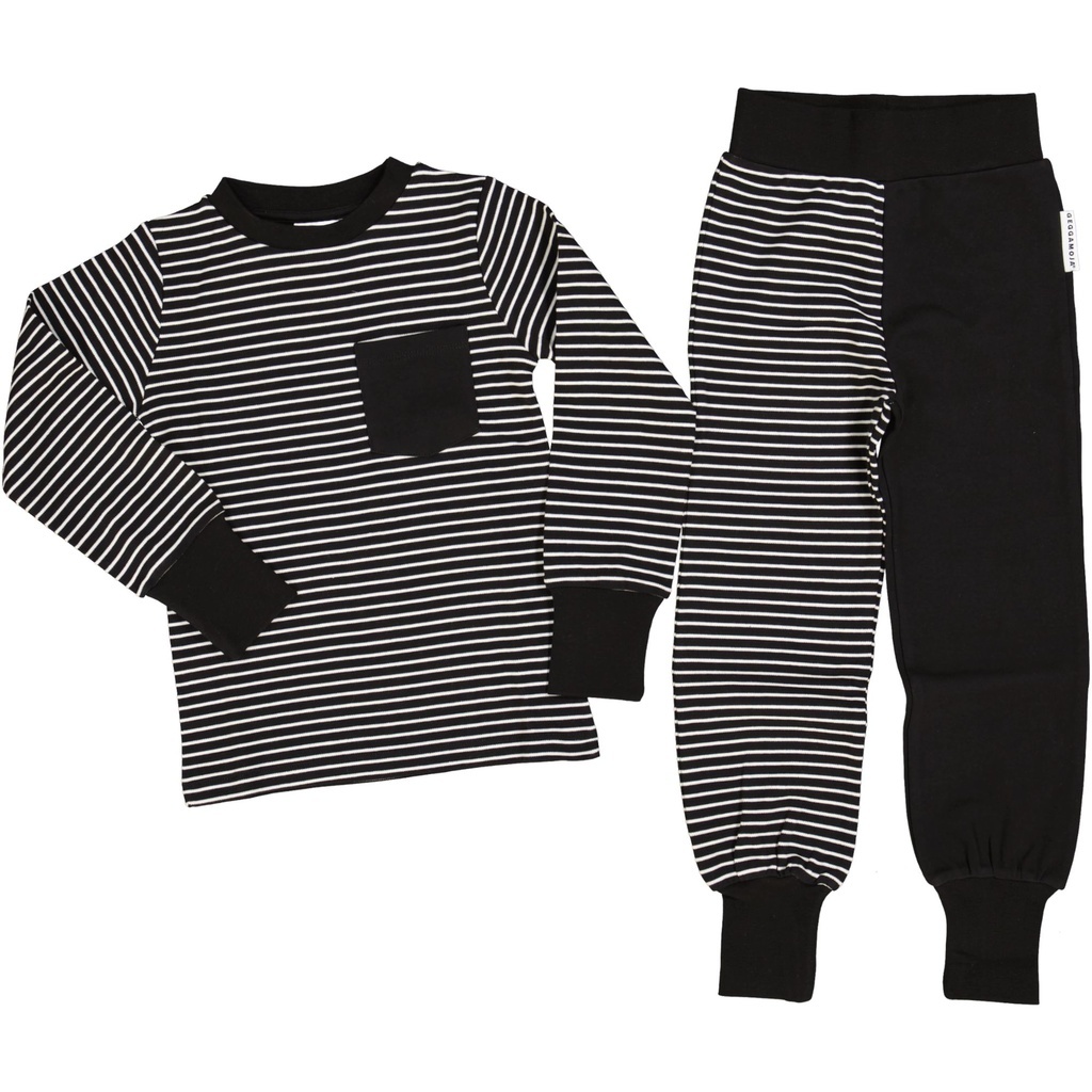 Kinder Zweiteiler Pyjama schwarz/weiss